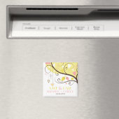 Yellow and Pink Love Birds Save the Date Magnet マグネット (インサイチュ (食洗機))