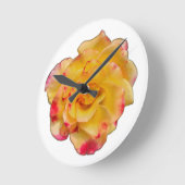 Yellow and Pink Rose Clock ラウンド壁時計 (傾斜)