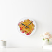 Yellow and Pink Rose Clock ラウンド壁時計 (ホーム)