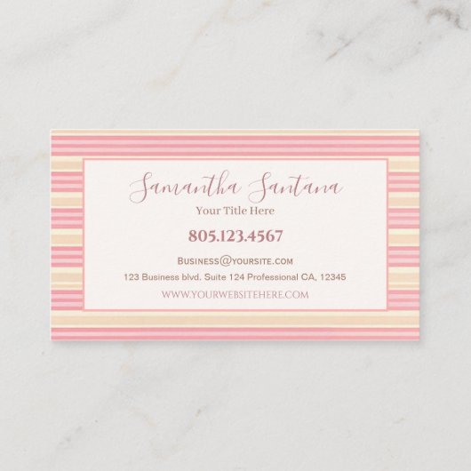 Yellow and Pink Striped 名刺 (裏面)