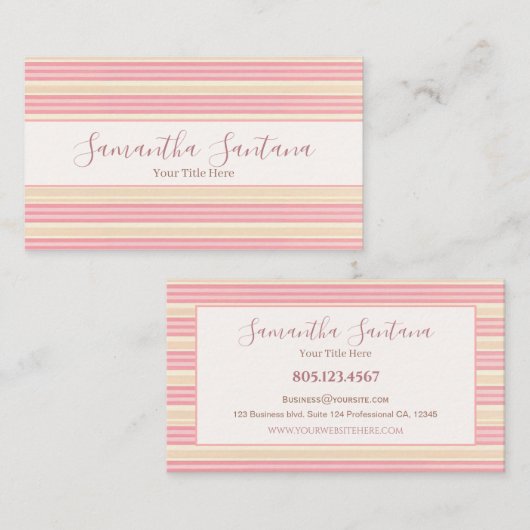 Yellow and Pink Striped 名刺 (正面/裏面)