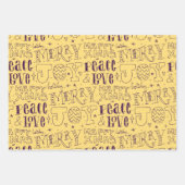 Yellow and Purple Pop Art Holiday ラッピングペーパーシート (正面)