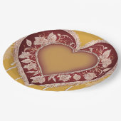 Yellow and red floral patterns AI art  ペーパープレート (アングル)