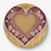 Yellow and red floral patterns AI art  ペーパープレート (正面)