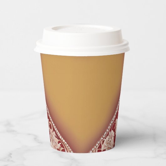 Yellow and red floral patterns AI art  紙コップ (左)