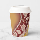 Yellow and red floral patterns AI art  紙コップ (裏面)