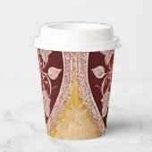 Yellow and red floral patterns AI art  紙コップ (右)