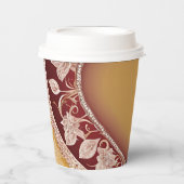 Yellow and red floral patterns AI art  紙コップ (正面)