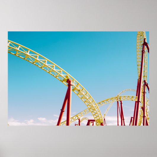 Yellow and red roller coaster under blue sky at da ポスター (正面)