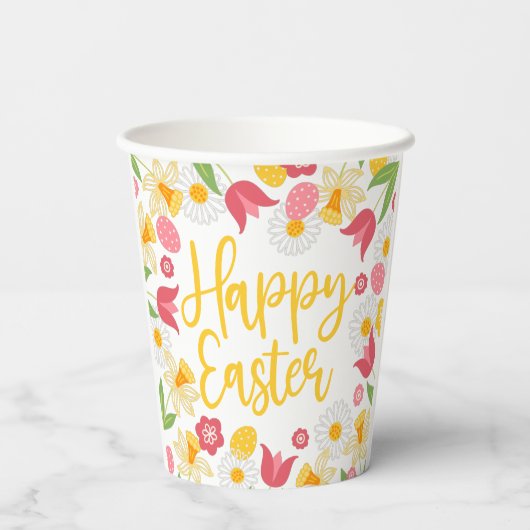 Yellow and Red Spring Floral Easter Brunch 紙コップ (裏面)