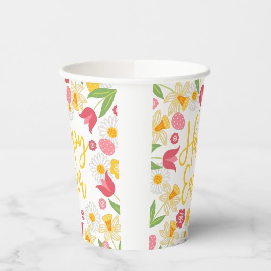 Yellow and Red Spring Floral Easter Brunch 紙コップ (左)