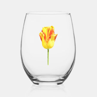 Yellow and red tulip ステムなしワイングラス