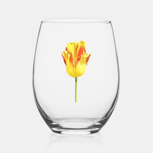 Yellow and red tulip ステムなしワイングラス (裏面)