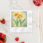Yellow and Red Tulips Coined 縁ありカクテルナプキン (インサイチュ)