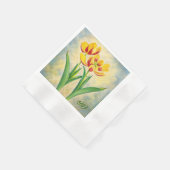 Yellow and Red Tulips Coined 縁ありカクテルナプキン (角)