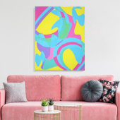 Yellow and Turquoise Motion Abstract Canvas Print キャンバスプリント (インサイチュ (リビング))