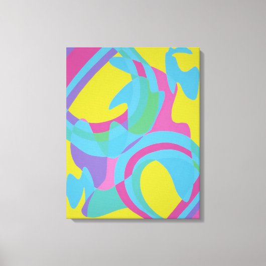 Yellow and Turquoise Motion Abstract Canvas Print キャンバスプリント (正面)
