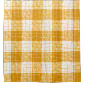 Yellow and White Bold Checkered Plaid Design シャワーカーテン (正面)