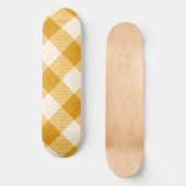 Yellow and White Bold Checkered Plaid Design スケートボード (正面)