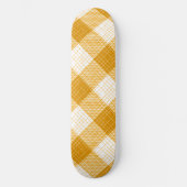 Yellow and White Bold Checkered Plaid Design スケートボード (正面)