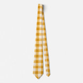 Yellow and White Bold Checkered Plaid Design  ネクタイ (正面)