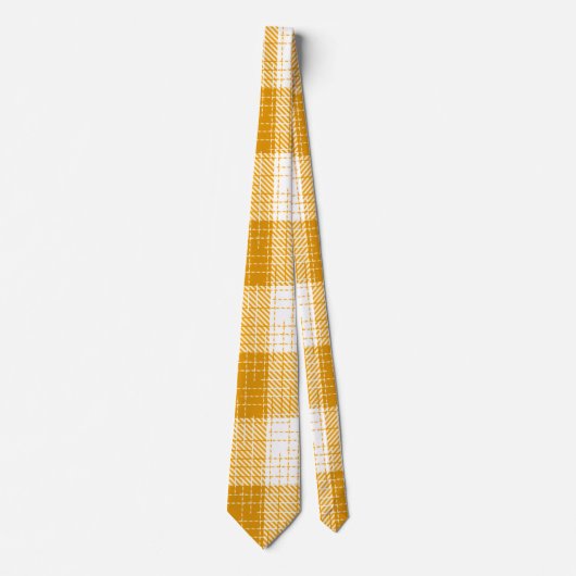 Yellow and White Bold Checkered Plaid Design  ネクタイ (正面)