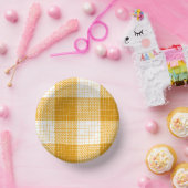 Yellow and White Bold Checkered Plaid Design  ペーパーボウル (パーティー)
