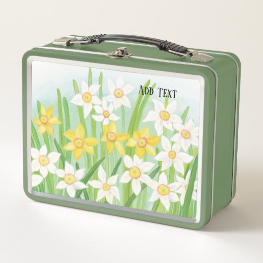 Yellow and White Daffodils in Spring Custom メタルランチボックス (正面)