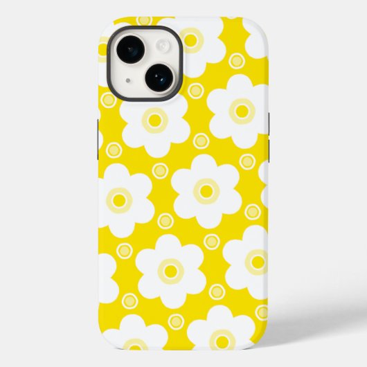 Yellow and White Daisies and Polka Dots Case-Mate iPhoneケース (裏面)