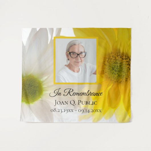 Yellow and White Daisies Funeral Memorial タペストリー (正面(横))