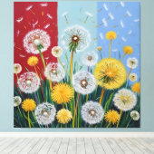 Yellow and White Dandelions  キャンバスプリント (インサイチュ (ウッドフロア))