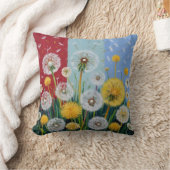 Yellow and White Dandelions  クッション (ブランケット)