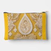 Yellow and white floral patterns AI art  アクセサリーポーチ (裏面)