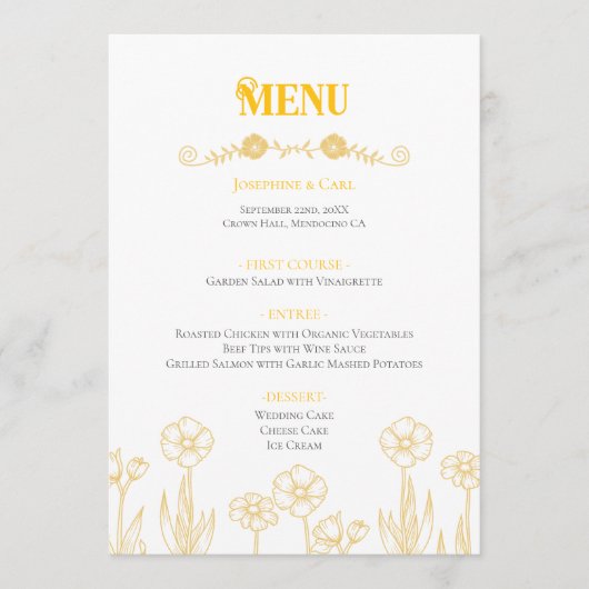 Yellow and White Floral Wedding メニュー (正面)