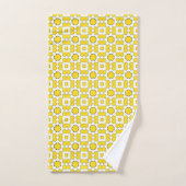 Yellow and white geometric patterned  バスタオルセット (ハンドタオル)
