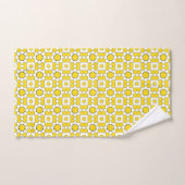 Yellow and white geometric patterned  バスタオルセット (ハンドタオル)