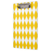 Yellow and White Harlequin Diamonds Check Design クリップボード (左)