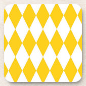 Yellow and White Harlequin Diamonds Check Design  コースター (正面)