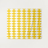 Yellow and White Harlequin Diamonds Check Design  タペストリー (正面(横))