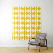 Yellow and White Harlequin Diamonds Check Design  タペストリー (インサイチュ)