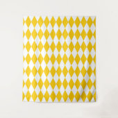 Yellow and White Harlequin Diamonds Check Design  タペストリー (正面)