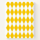 Yellow and White Harlequin Diamonds Check Design ノートブック (裏面)