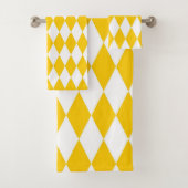 Yellow and White Harlequin Diamonds Check Design  バスタオルセット (インサイチュ)