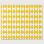 Yellow and White Harlequin Diamonds Check Design ラッピングペーパー (フラット)