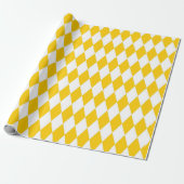 Yellow and White Harlequin Diamonds Check Design ラッピングペーパー (アンロールド)