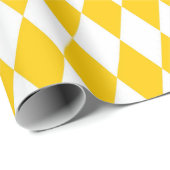 Yellow and White Harlequin Diamonds Check Design ラッピングペーパー (ロールコーナー)