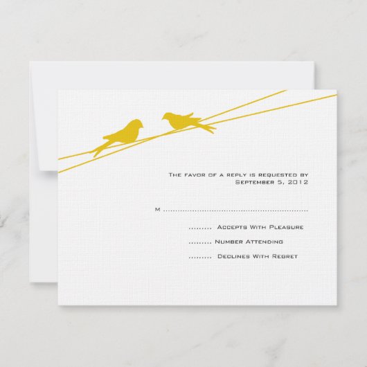 Yellow and White Love Birds on a Wire RSVP (正面)