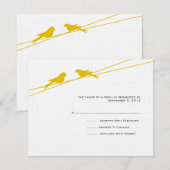 Yellow and White Love Birds on a Wire RSVP (正面/裏面)
