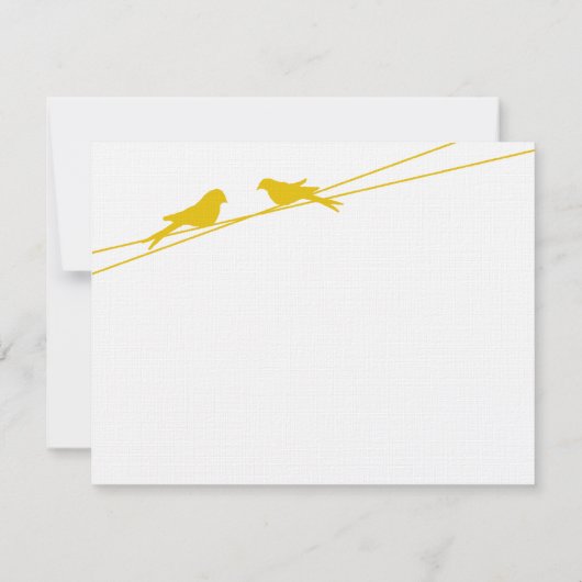 Yellow and White Love Birds on a Wire RSVP (裏面)