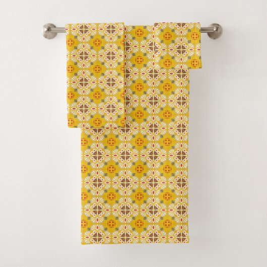 Yellow and white patterned floral  バスタオルセット (インサイチュ)